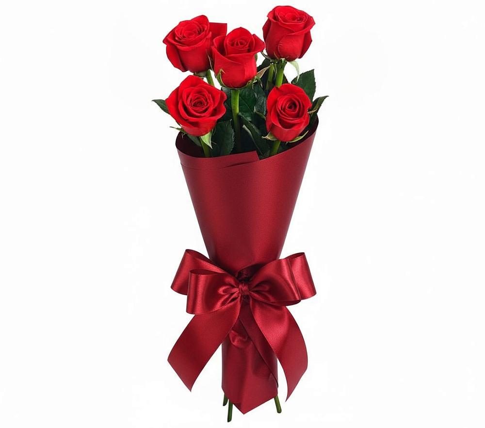 Букет 5 Красных роз Эдлесс Лав в Новокаякенте