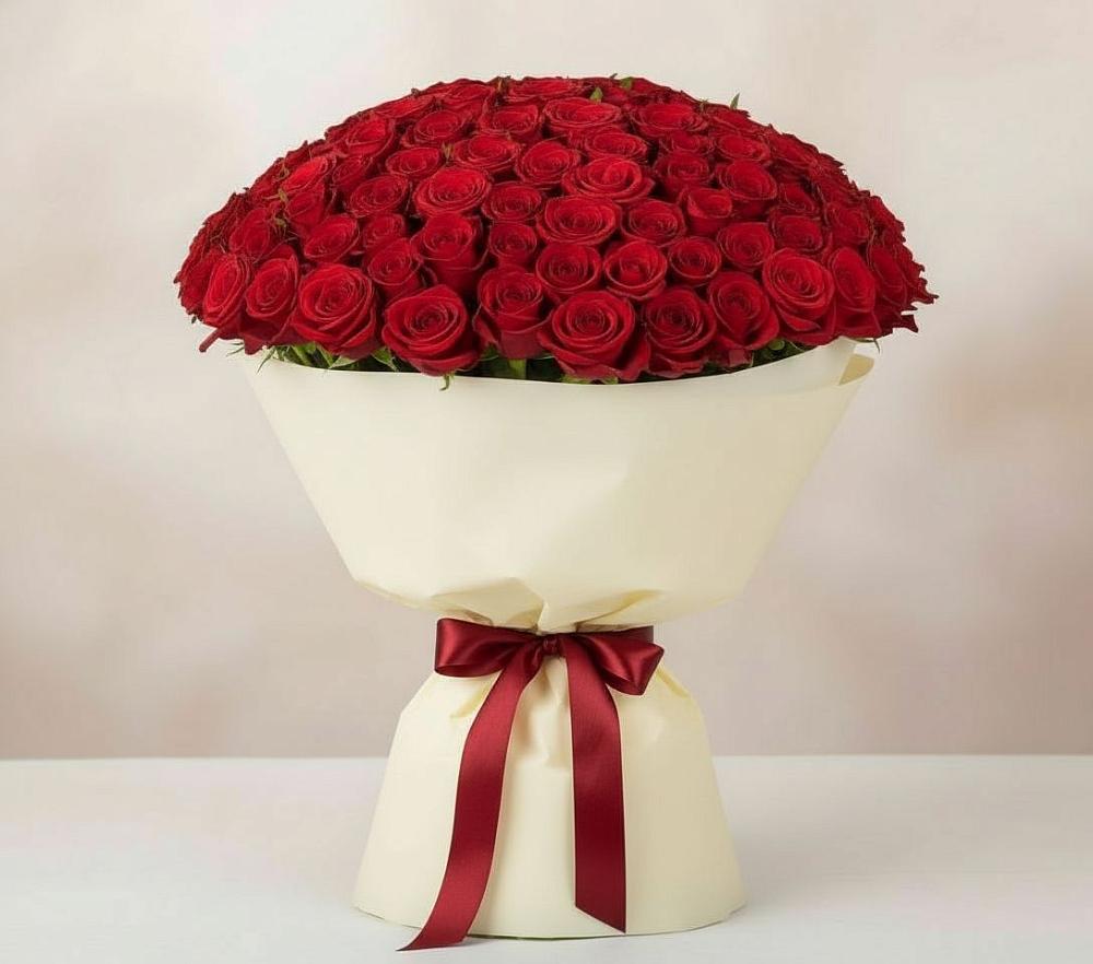 Букет 101 Красная роза Милано в Новокаякенте