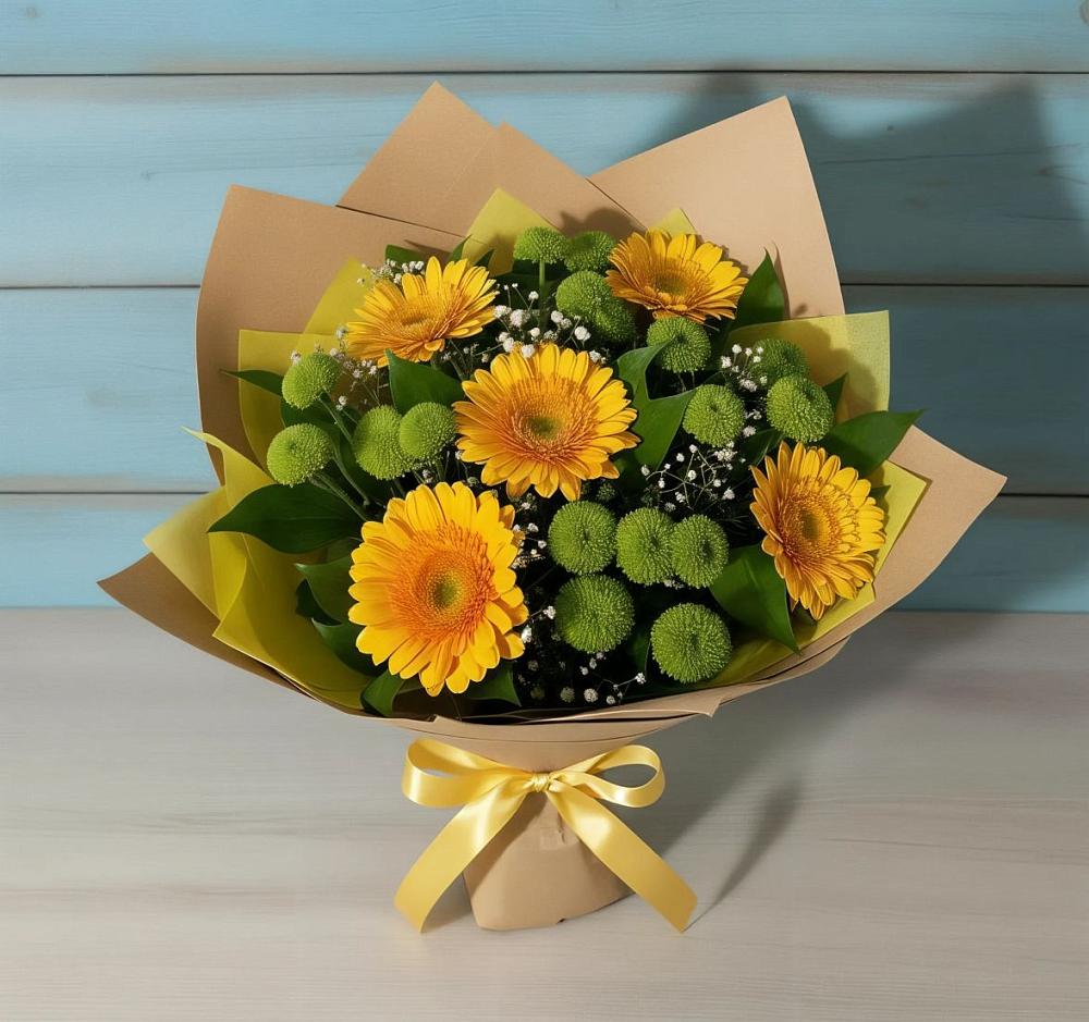 Букет цветов из: Герберы и Хризантемы в Новокаякенте