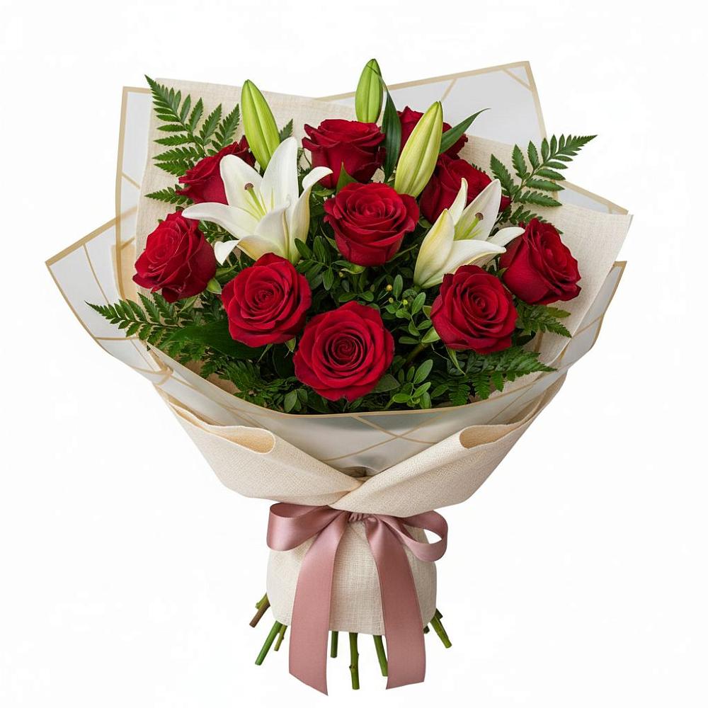 Букет цветов из: Лилии и Розы в Новокаякенте