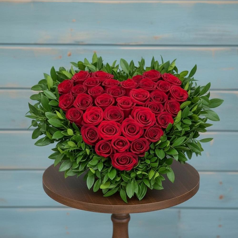 Цветочная композиция из Розы в виде сердца в Новокаякенте